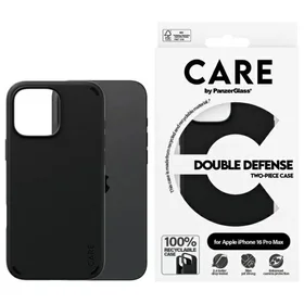 CARE by PanzerGlass dvigubos apsaugos dėklas telefonui iPhone 16 Pro - juodas