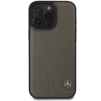Mercedes MB Curved Stitches Odinis iPhone 16 Pro Max dėklas - rudas