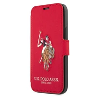US Polo USFLBKP12MPUGFLRE iPhone 12/12 Pro 6,1" raudonas knygos tipo dėklas Polo Embroidery Collection
