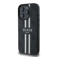 Guess 4G Spausdintų juostų MagSafe dėklas telefonui iPhone 16 Pro - juodas