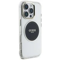 Guess IML Metal Colored Circle Classic Logo Magnetinis dėklas telefonui iPhone 16 Pro - juodas