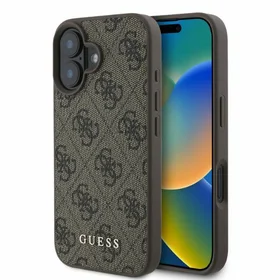 Guess 4G Classic dėklas telefonui iPhone 16 - rudas
