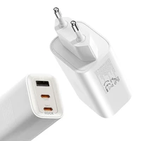 Rock Sieninis įkroviklis Ice2Cube GaN - USB + 2xType C - PD 65W 3A baltas