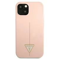 Guess GUHCP13SSLTGP iPhone 13 mini 5.4" rožinis kietas dėklas silikoninis trikampis
