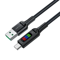 Acefast C7-04 USB-A USB-C 60W 1.2m kabelis su ekranu - juodas