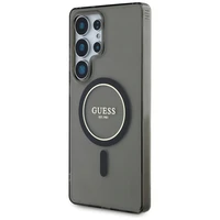 Guess Glitter Circle Classic Logo Magnetinis dėklas telefonui Samsung Galaxy S25 Ultra juodas