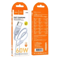 Kabelis USB-C į USB-C Hoco 3A 60W 1 m X114 mėlynas