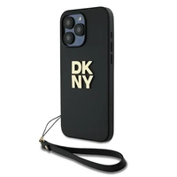 DKNY Dėklas telefonui su dirželiu ir logotipu iPhone 15 Pro Max - juodas