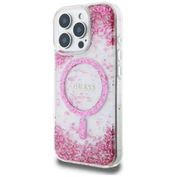 Guess HC Resin Bottom Glitter MagSafe dėklas iPhone 16 Pro - rožinis