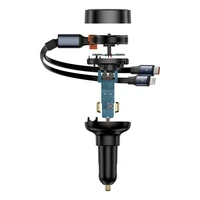 Baseus Enjoyment USB-C automobilinis įkroviklis su USB-C / Lightning 60W kabeliu - juodas