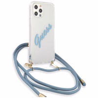 Guess GUHCP12LCRTVSBL iPhone 12 Pro Max 6.7" mėlyna/mėlyna kietas dėklas Script Vintage