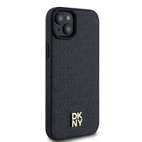DKNY Odinis raštas metalinis logotipas Magnetinis dėklas iPhone 15 / 14 / 13 - juoda