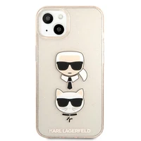 Karl Lagerfeld Glitter Karl's & Choupette Head Dėklas iPhone 13 mini - auksinis