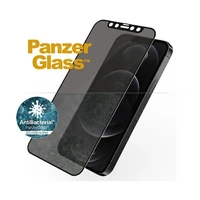 PanzerGlass E2E Super+ Microfracture antibakterinis privatumo grūdintas stiklas iPhone 12 / 12 Pro – su juodu rėmeliu