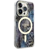 Guess GUHMP14LHLEOPWB iPhone 14 Pro 6.1" mėlynas/mėlynas kietas dėklas Leopardas MagSafe