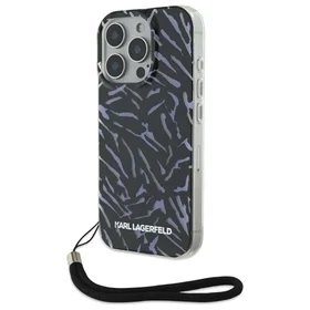 Karl Lagerfeld Zebra su virvele iPhone 16 Pro dėklas - violetinis