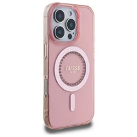 Guess IML Rhinestones Magnetinis dėklas telefonui iPhone 16 Pro Max - rožinis