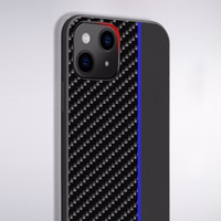 Tel Protect CARBON dėklas telefonui Iphone 12 Pro Max juodas su mėlyna juostele