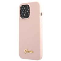 Dėklas Guess GUHCP13XLSLMGLP iPhone 13 Pro Max 6.7" šviesiai rožinė/šviesiai rožinė kietas dėklas Silikoninis Užrašas Auksinis Logotipas