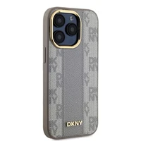 DKNY Odinis languotas mono raštas Magnetinis dėklas telefonui iPhone 15 Pro - smėlio spalvos