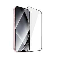 Apsauginis stiklas su metalo rėmu skirtas iPhone 15 6,1" / iPhone 16 6,1", juodas rėmas