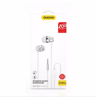Dudao X10PRO wiraudonas ausinės, mini jack 3.5mm, in-ear with remote control - baltas