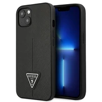 Guess GUHCP14MPSATLK iPhone 14 Plus 6.7 "juodas/juodas kietas dėklas SaffianoTriangle Logo