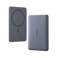 Baseus PicoGo AM41 5000mAh 20W itin plona Magnētinė Išorinė baterija su juodu Baseus Simple USB-C 60W 30cm kabeliu - pilka