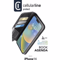 Cellularline Book Agenda - iPhone 14 dėklas with MICROBAN coating (juodas)