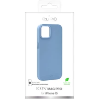 Puro Icon Mag Pro magnetinis silikoninis dėklas telefonui iPhone 15 - šviesiai mėlynas