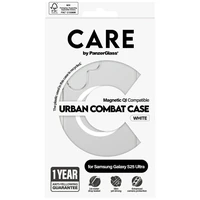 CARE by PanzerGlass Flagship Urban Combat White QI dėklas telefonui Samsung Galaxy S25 Ultra - permatomas