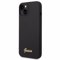 Guess GUHCP14MSLSMK iPhone 14 Plus 6.7 "juodas/juodas kietas dėklas Silicone Vintage Gold Logo
