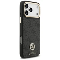 Guess 4G Strass Logo & Big Strap Metal Buttons Magnetinis dėklas iPhone 17 Pro Max - juodas