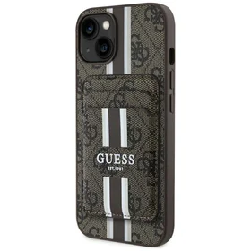 Guess 4G Stripes dėklas su Magnetinė pinigine iPhone 15 - rudas