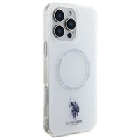 US Polo IML Ring Magnetinis dėklas telefonui iPhone 16 Pro Max - balta