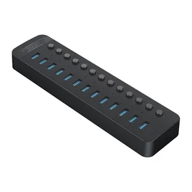 "Orico CT2U3-13AB" 13x USB-A 3.0 šakotuvas su jungikliais - juodas