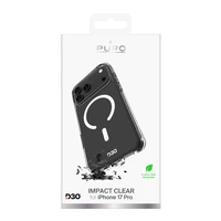 Puro Impact skaidrus D3O TPU+PC magnetinis dėklas telefonui iPhone 17 Pro - permatomas