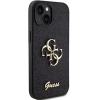 Guess Glitter Script Big 4G dėklas telefonui iPhone 15 - juodas