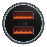 Baseus Golden Contactor Max automobilinis įkroviklis, 2x USB, 60W (pilkas)