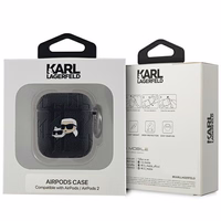 Karl Lagerfeld KLA2PGKCPK AirPods 1/2 dėklas juodas Monogram Karl & Choupette Head