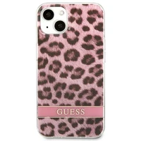Guess GUHCP13SHSLEOP iPhone 13 mini 5.4" rožinis kietasis dėklas Leopard