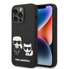 Karl Lagerfeld KLHMP14LSSKCK iPhone 14 Pro 6.1 "kietasis dėklas juodas / juodas skystas silikoninis Karl & Choupette MagSafe