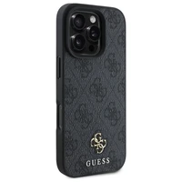 Guess 4G mažas klasikinis magnetinis dėklas iPhone 16 Pro telefonui – juodas