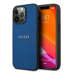 Guess Saffiano dirželis dėklas telefonui iPhone 13 Pro Max 6.7" - mėlynas