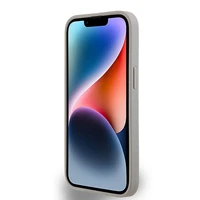 DKNY odinis mono juostelės ir metalinis logotipas dėklas iPhone 15/14/13 - smėlio spalvos