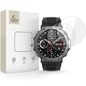 Tech-Protect Glass Fit+ 2 dalių grūdinto stiklo rinkinys Amazfit T-Rex 3 Pro 48mm - skaidrus