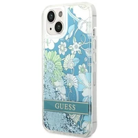 Guess GUHCP14SLFLSN iPhone 14 6.1 "žalias kietas dėklas Flower Liquid Glitter