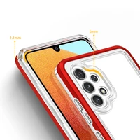 Skaidrus 3in1 dėklas Samsung Galaxy A32 5G rėmelio gelinis dangtelis raudonas