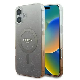 Guess IML Blizgantis gradientas Magnetinis dėklas telefonui iPhone 16 Plus - rudas