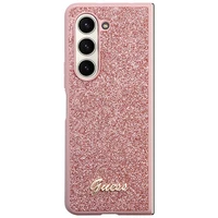 Guess Glitter Script dėklas telefonui Samsung Galaxy Z Fold 5 - rožinis